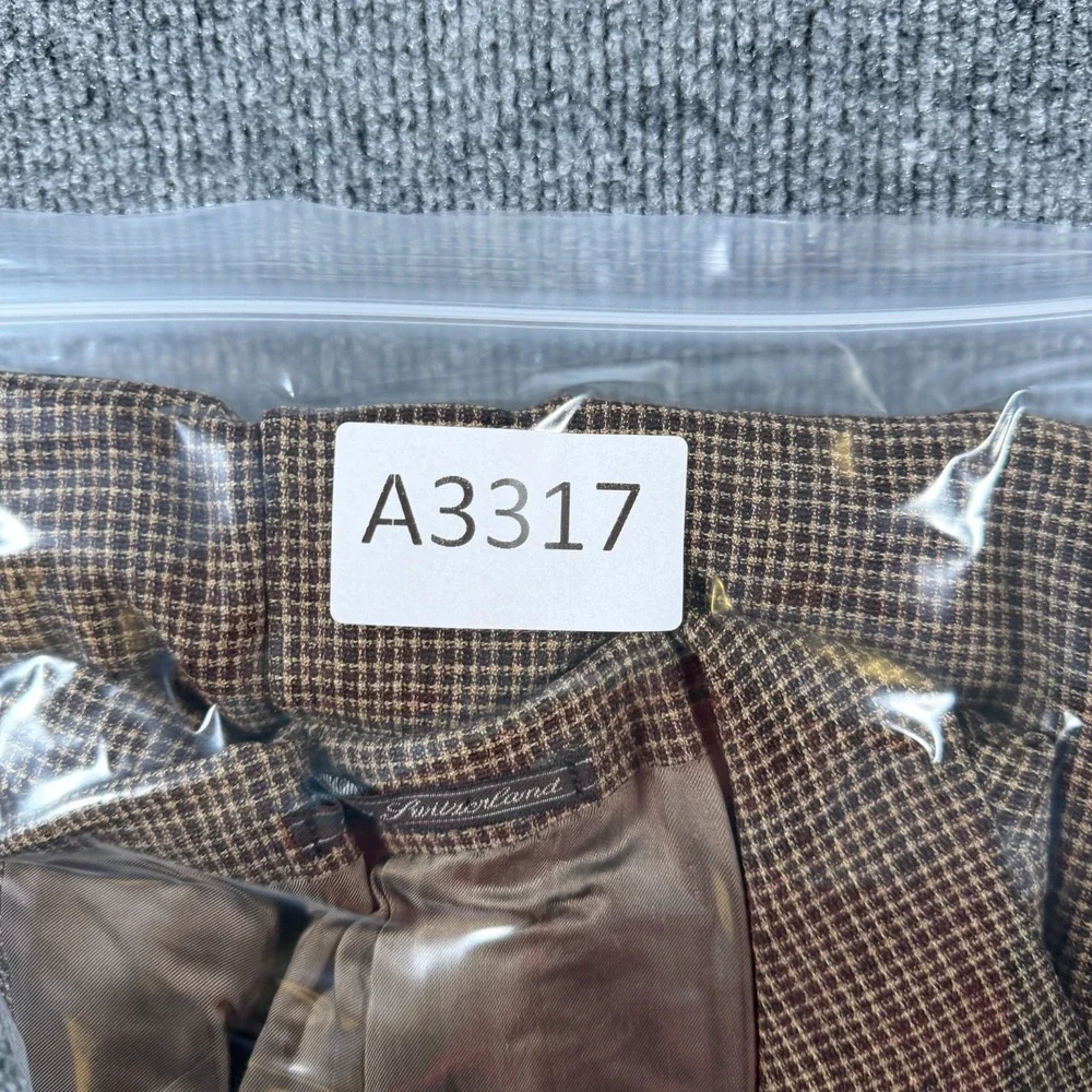 Ermenegildo Zegna Wool Sport Coat Blazer 50R Brown Micro Check Plaid